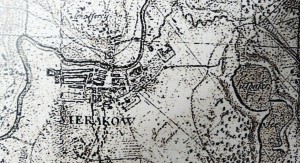 Opalinski_castle_in_Sierakow_(map_of_Sierakow,_1770r.)